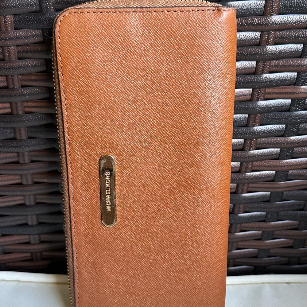 Michael Kors PVC Large Continental Used Wallet, Brown
